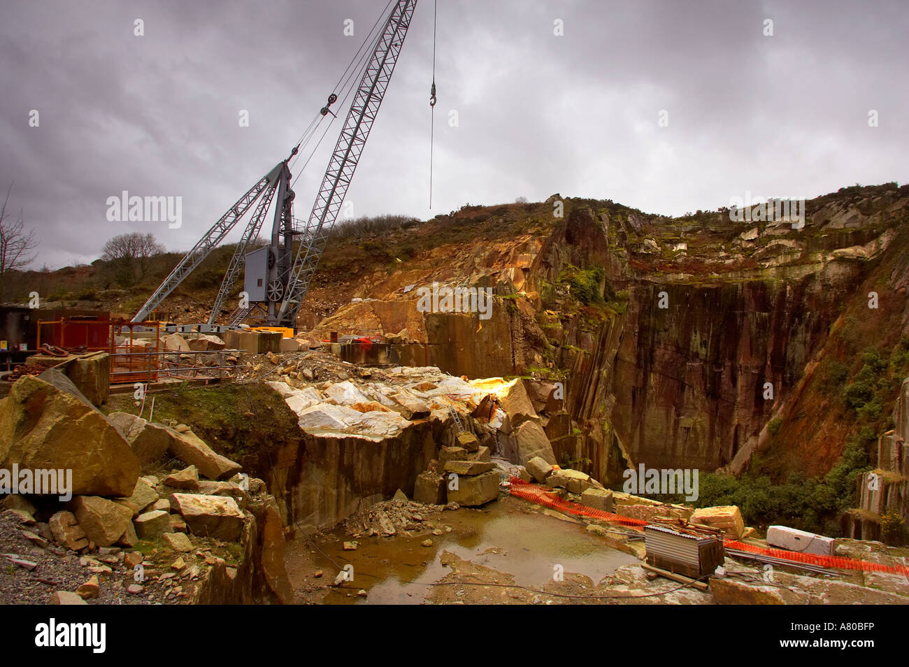 Le Granit étant extraite du De Lank sur Bodmin Moor en Cornouailles, Royaume-Uni Banque D'Images