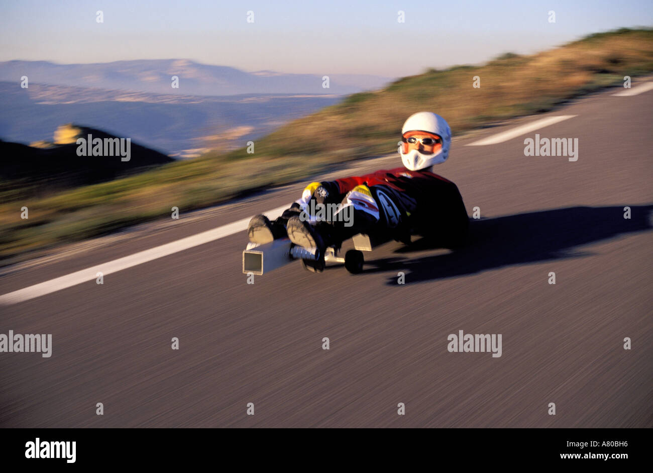 France, Bouches du Rhône, extrême, street luge Banque D'Images