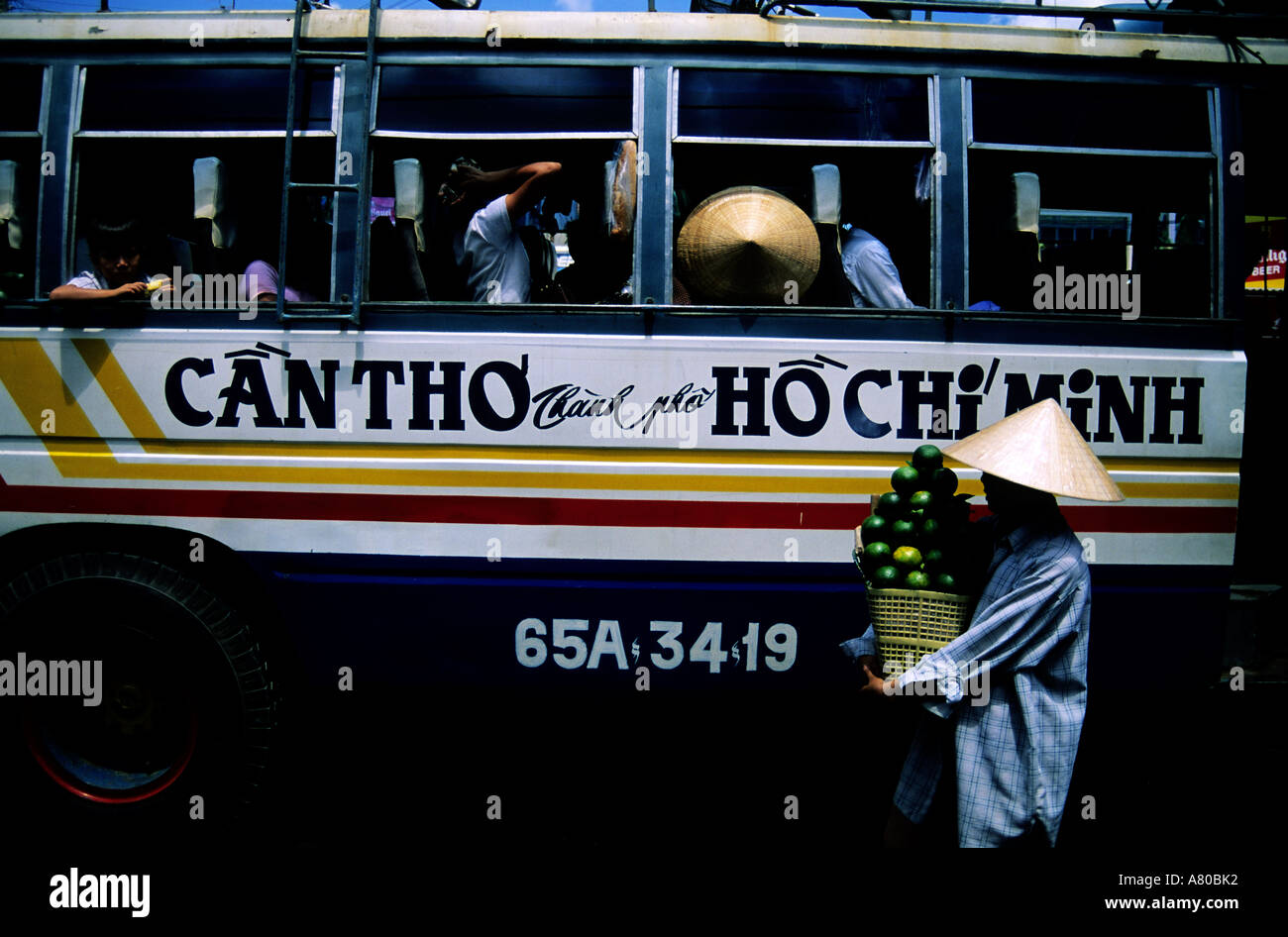 Vietnam, le delta du Mékong, la ville de Saigon Cantho bus Banque D'Images