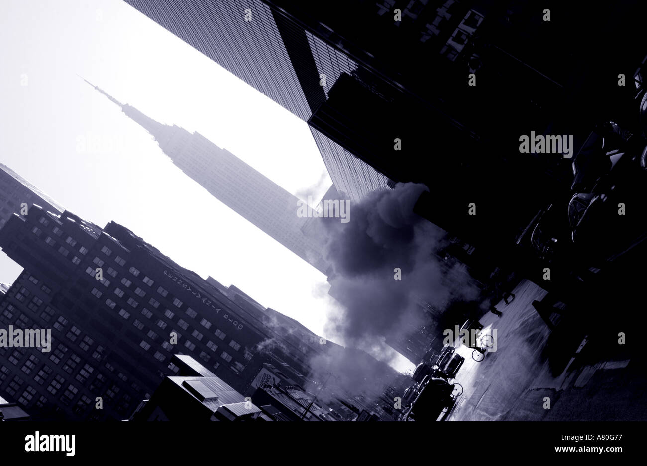 New York, l'Empire State à B/W Banque D'Images