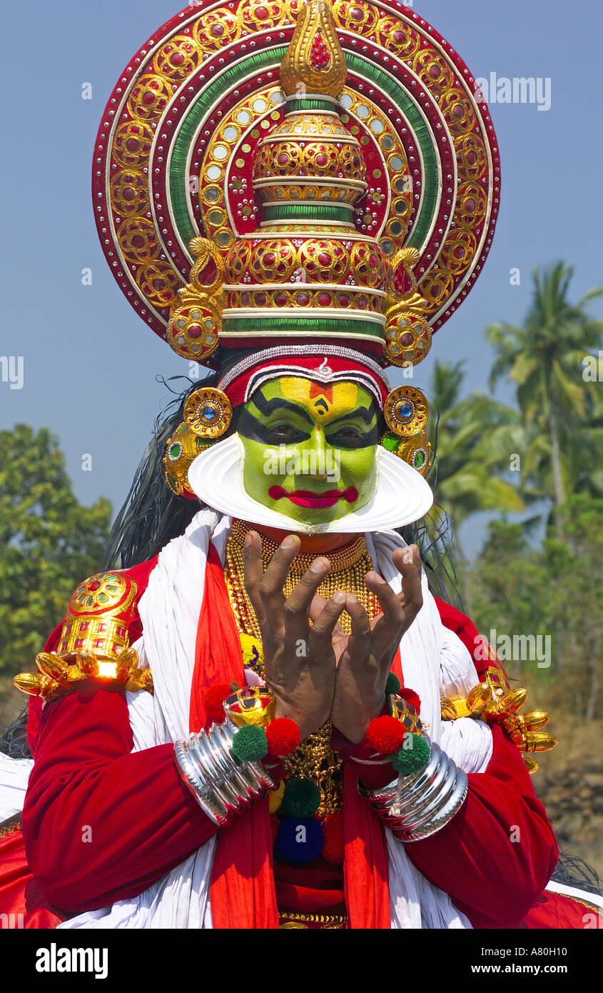 Danseuse de Kathakali du Kerala, l'exécution Banque D'Images