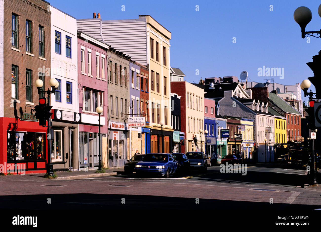 Canada, Terre-Neuve, St. John's capitale provinciale sur l'île d'Avalon, avec ses rues colorées sur le coteau Banque D'Images