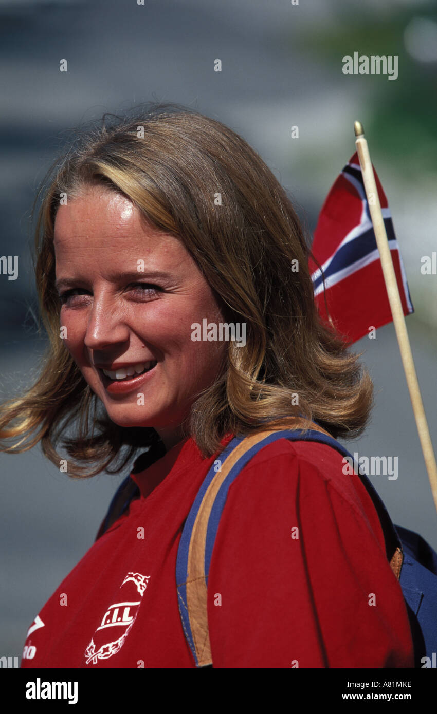 La Norvège, un jeune norvégien le portrait de femme Banque D'Images