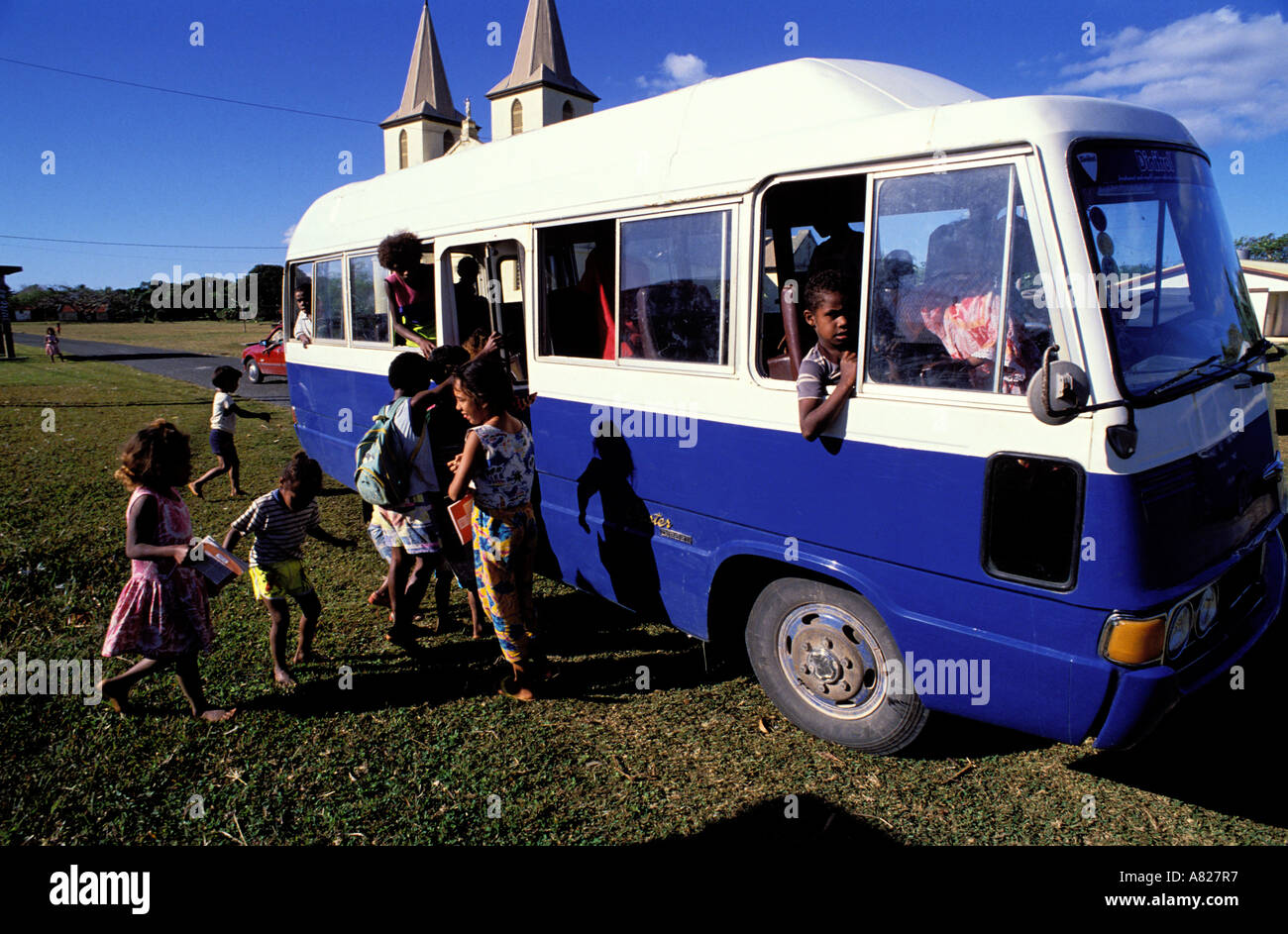 La France, Nouvelle Calédonie, Iles Loyauté, Lifou, service d'autobus scolaire Banque D'Images