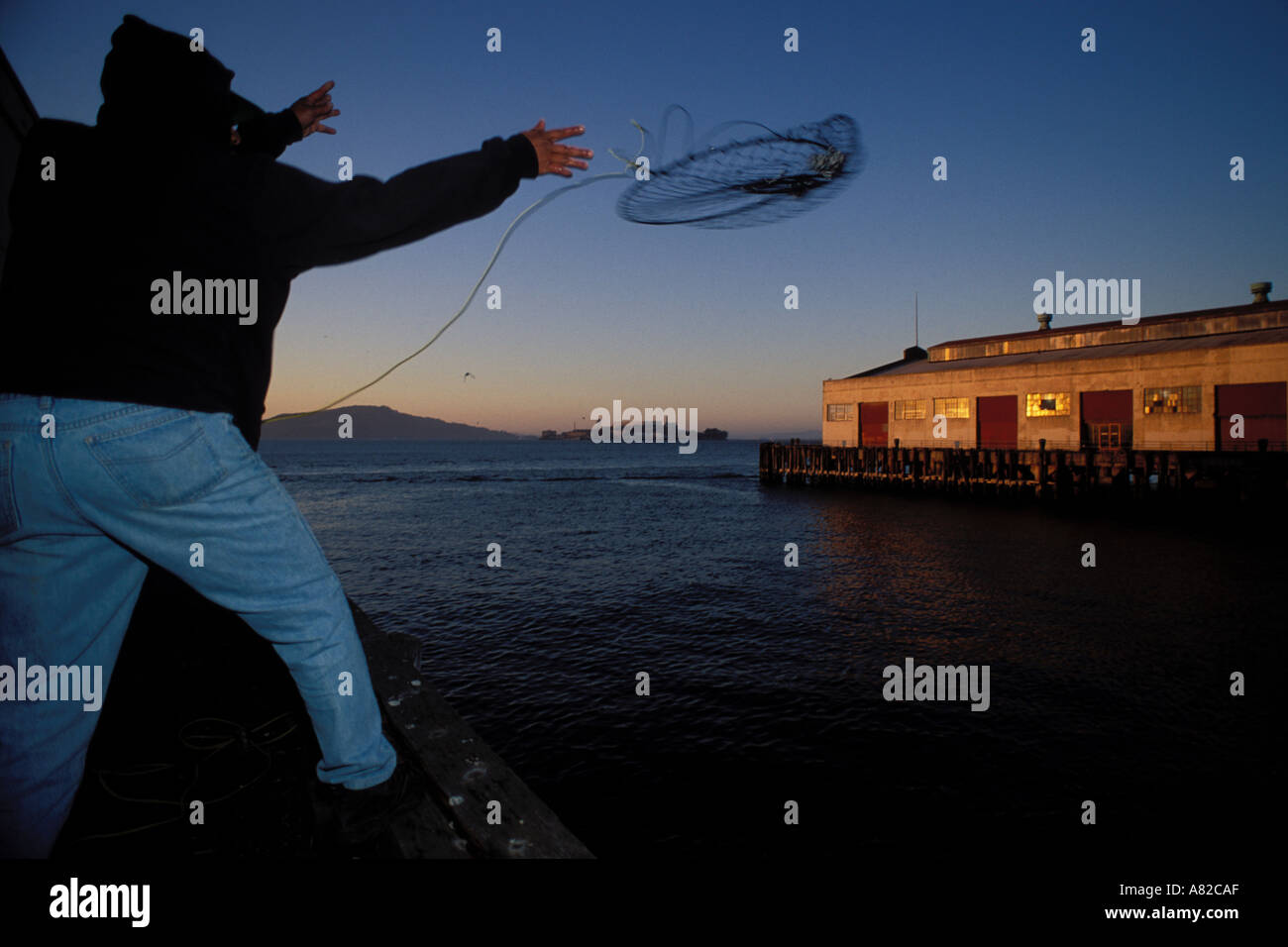 La Californie, San Francisco, la pêche de crabes, Fort Mason Pier Banque D'Images