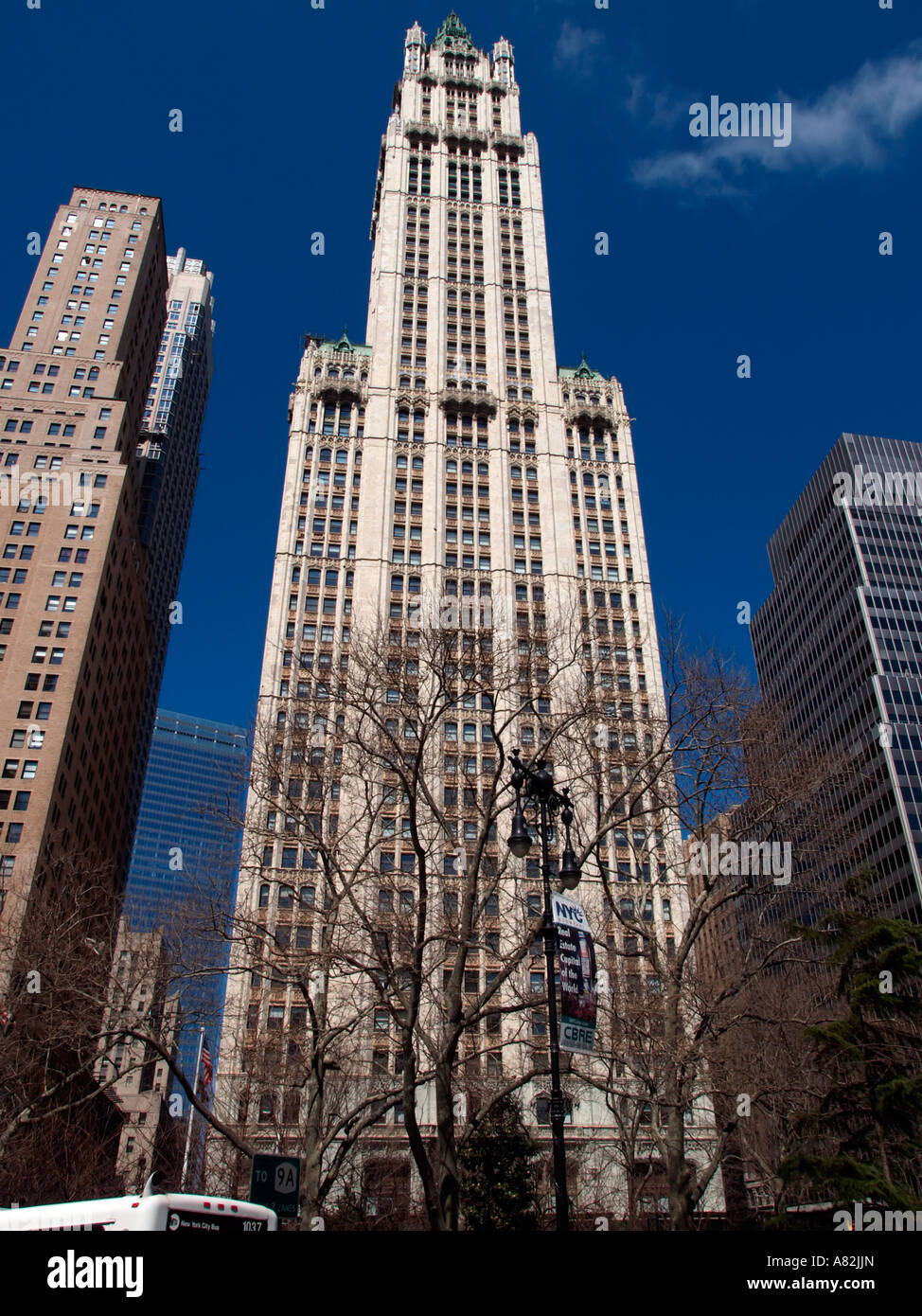 Le Woolworth Building de l'architecte Cass Gilbert down town Manhattan New York Banque D'Images