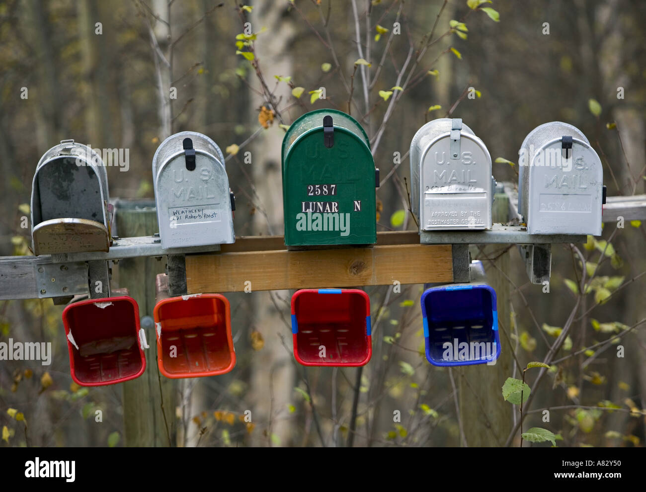 Les boîtes aux lettres, Alaska, USA Banque D'Images