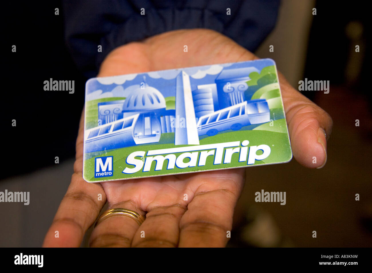 Carte de métro mensuel Smartrip pour le système Metrorail à Washington D C Banque D'Images