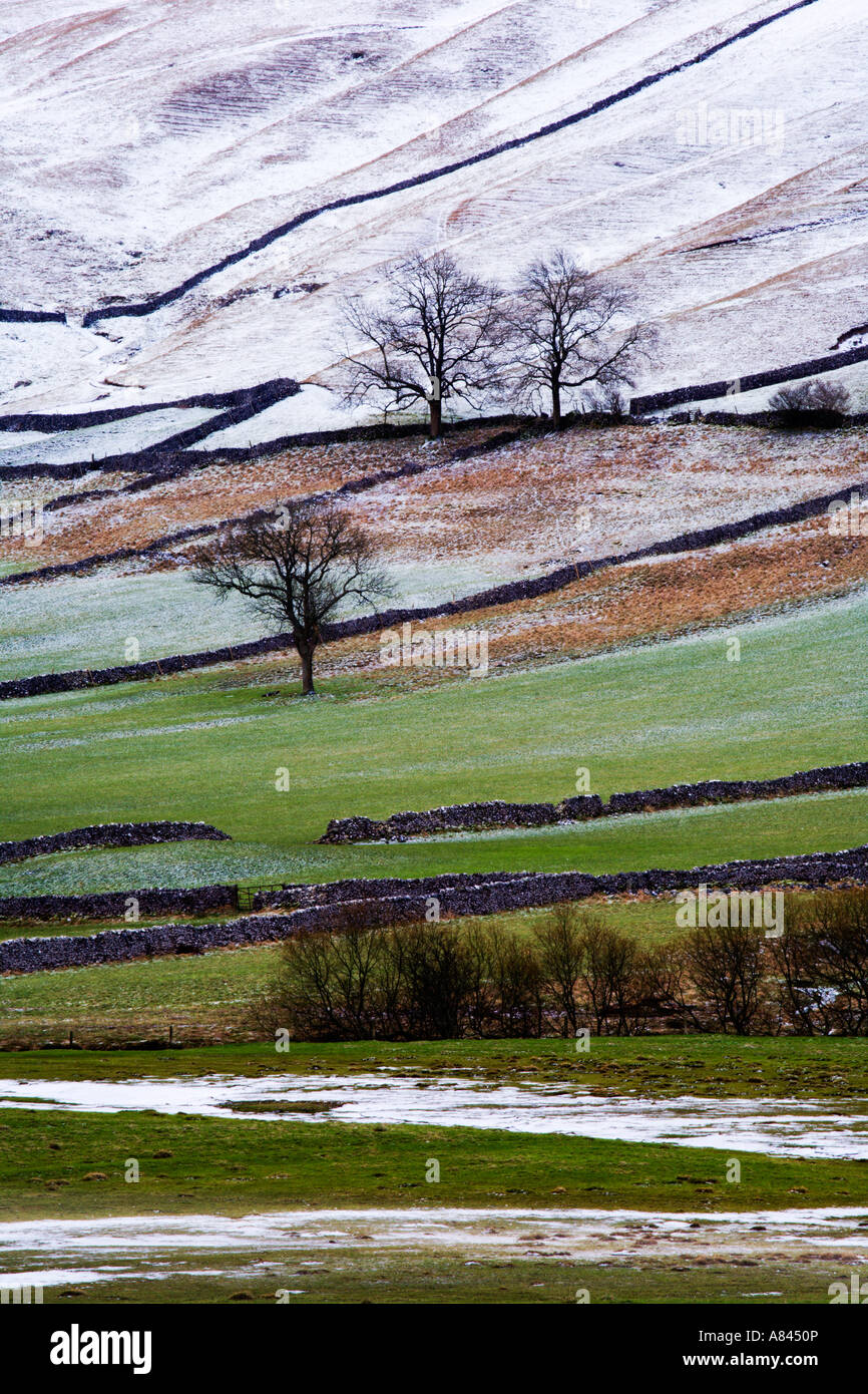 Paysage d'hiver près de Kettlewell dans la région de Wharfedale Yorkshire Dales National Park en Angleterre Banque D'Images