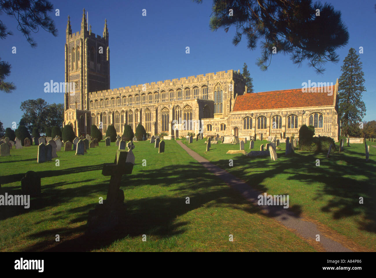 L'église de la Sainte Trinité de la laine à long Melford Suffolk Angleterre UK Banque D'Images