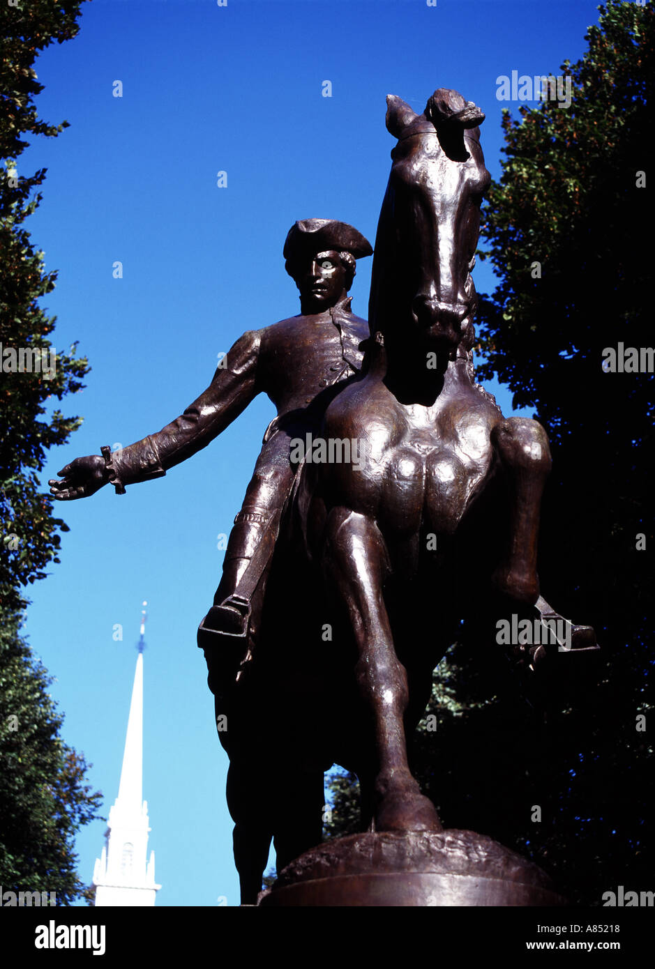 Statue de Paul Revere Boston Banque D'Images