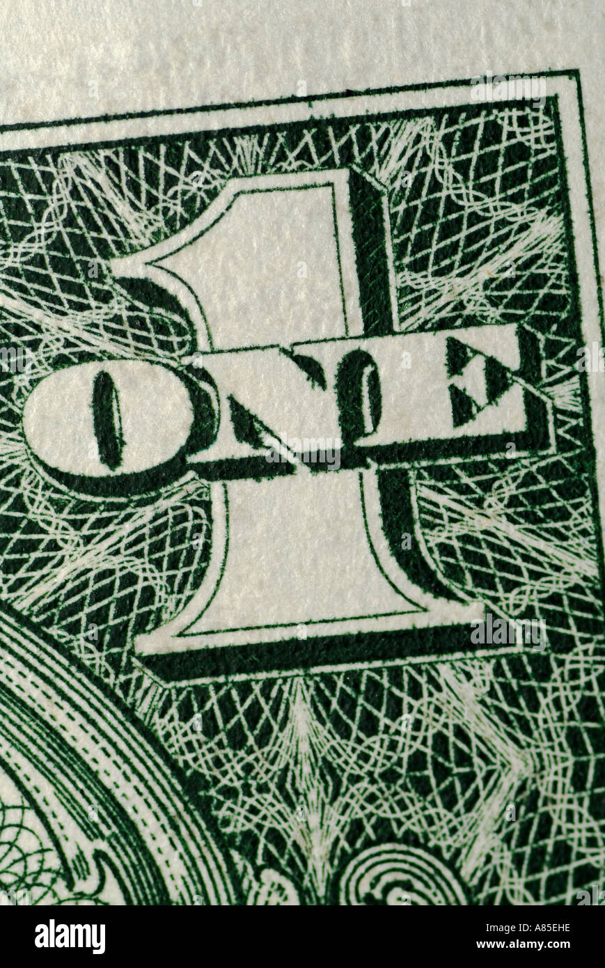 Résumé de la 1 symbole sur une note d'un Dollar US Banque D'Images
