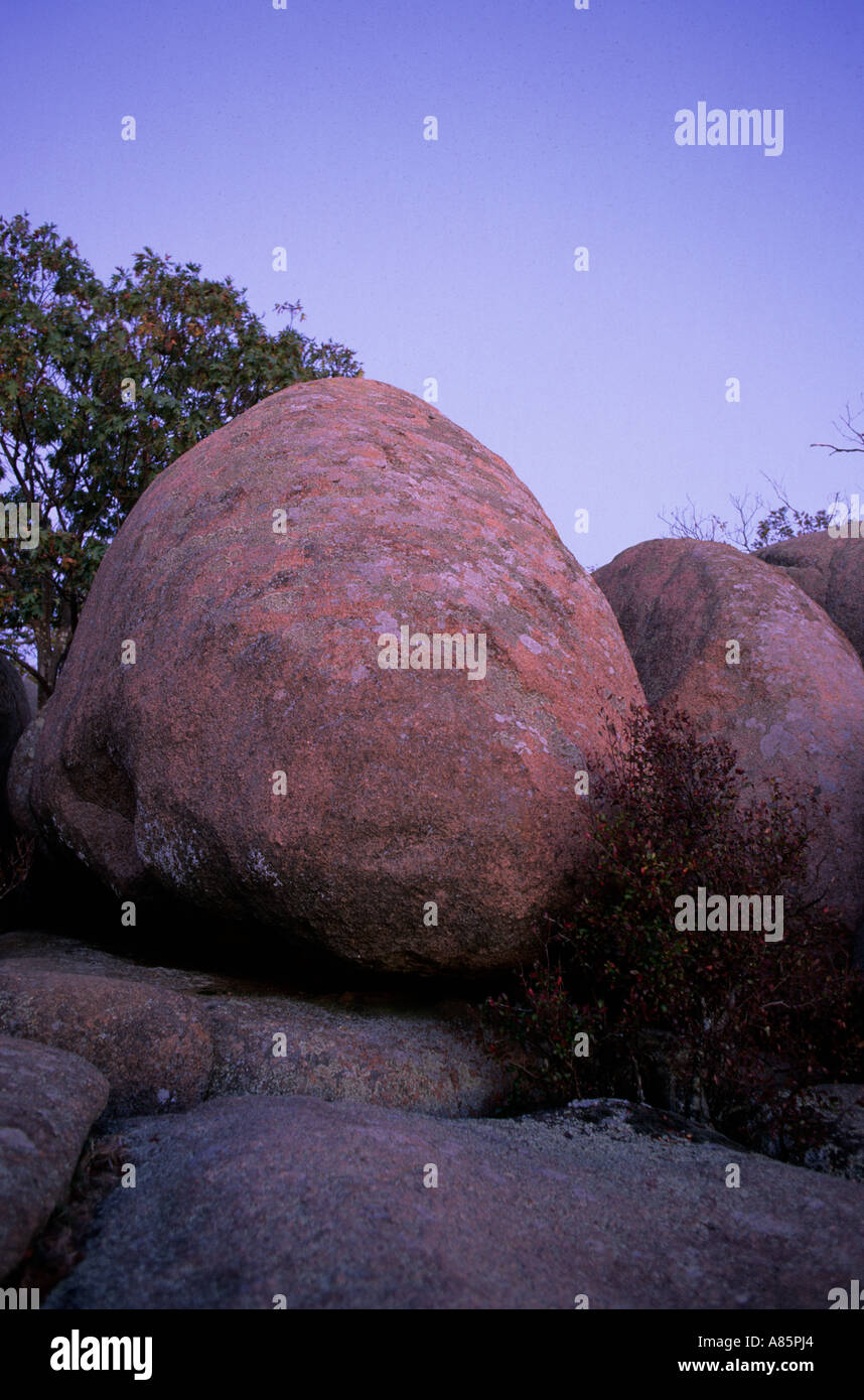 De granit rouge ancienne façonnée par la météo à Elephant Rocks State Park New York USA Banque D'Images