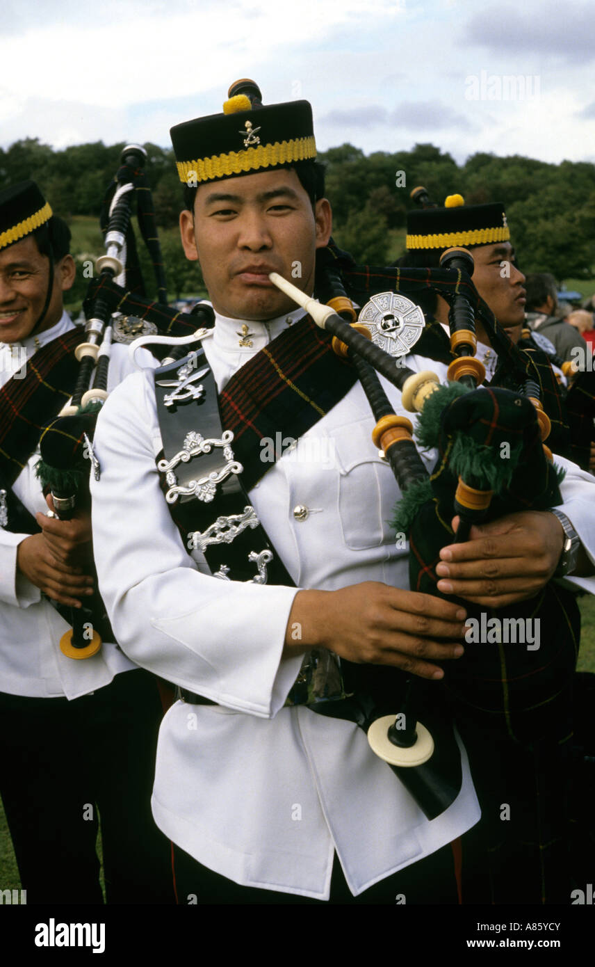 Piper Gurkha au World Pipe Band Championships, Glasgow, Écosse Banque D'Images