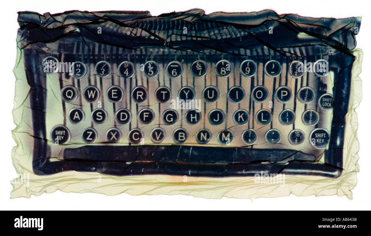 Vieux clavier de machine à écrire comme un transfert d'émulsion polaroid Banque D'Images