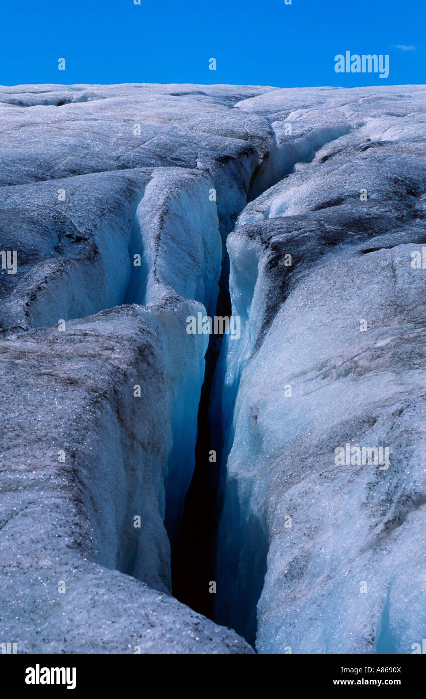 Crevasse dans le grand glacier Banque D'Images