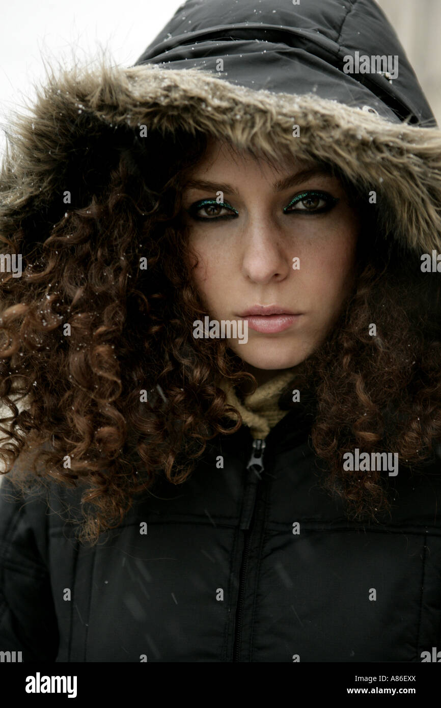 Femme avec manteau de vison, close-up Banque D'Images