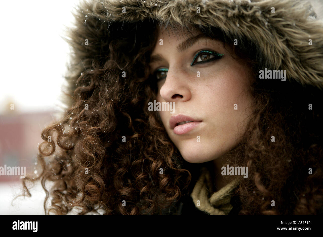 Femme avec manteau de vison, close-up Banque D'Images
