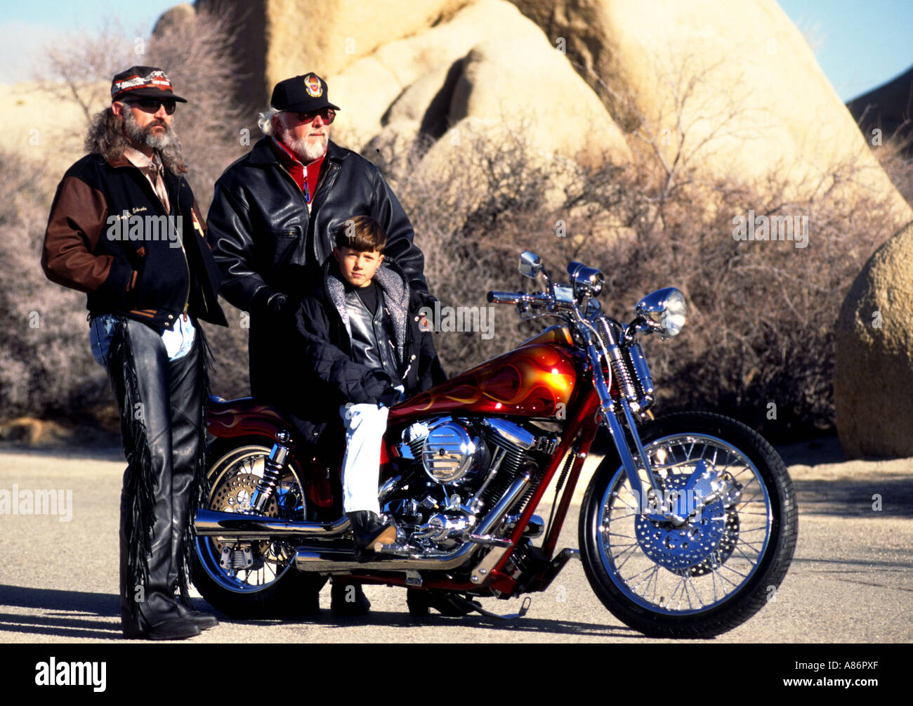 Moto moto Harley Davidson moto père fils homme garçon Banque D'Images