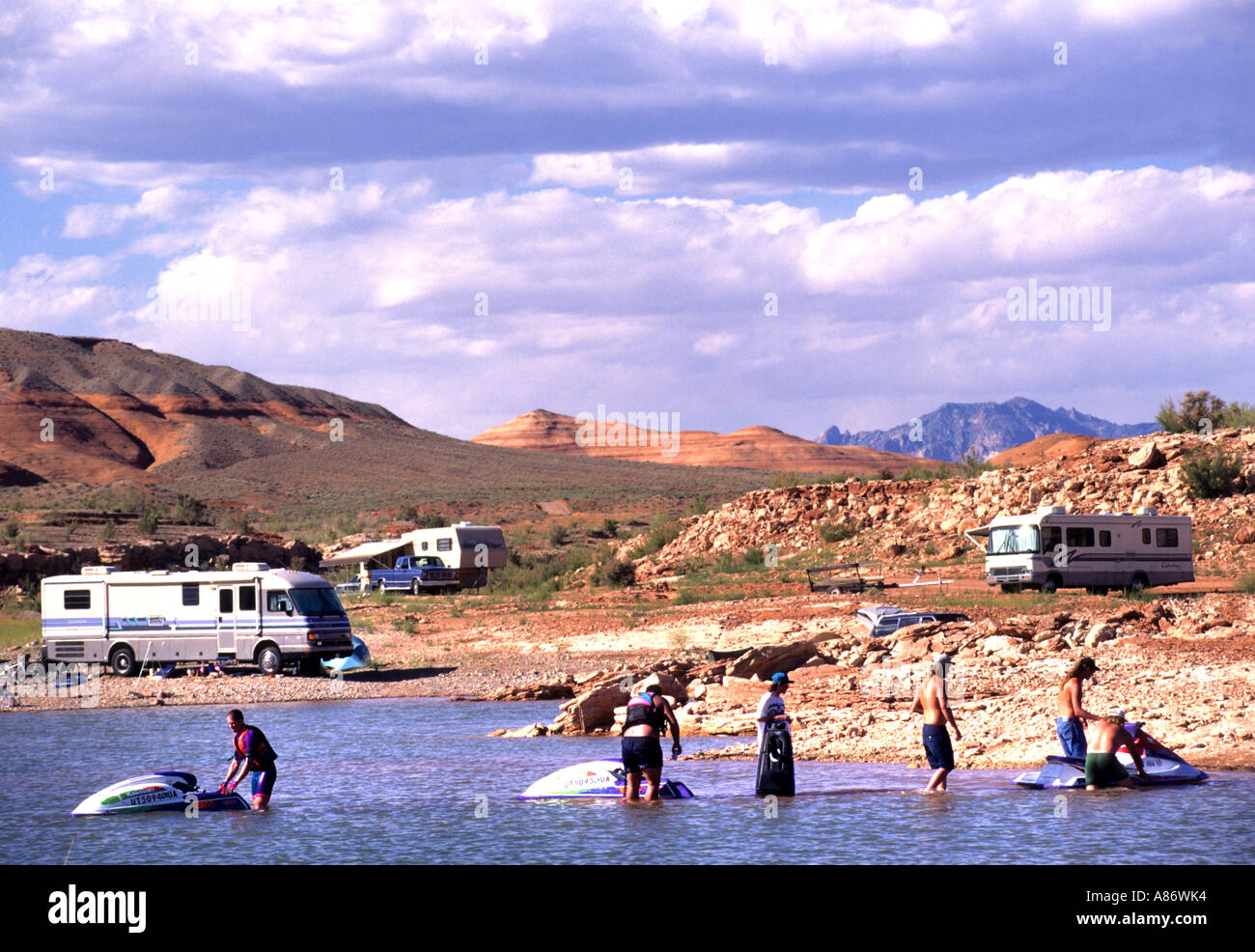 Camping Camping-Utah Parc national Glenn Canyon Colorado river Campagne Banque D'Images