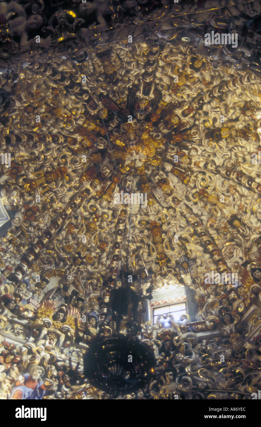 Capilla del Rosario intérieur de l'Église à Puebla Mexique Banque D'Images