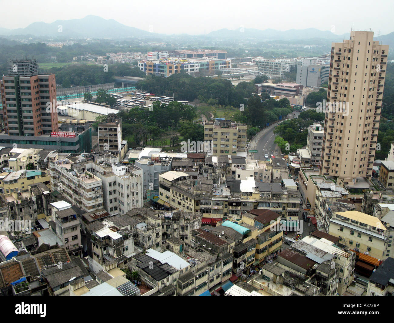 Paysage urbain de Sheung Shui, nouveaux territoires, Hong Kong Banque D'Images