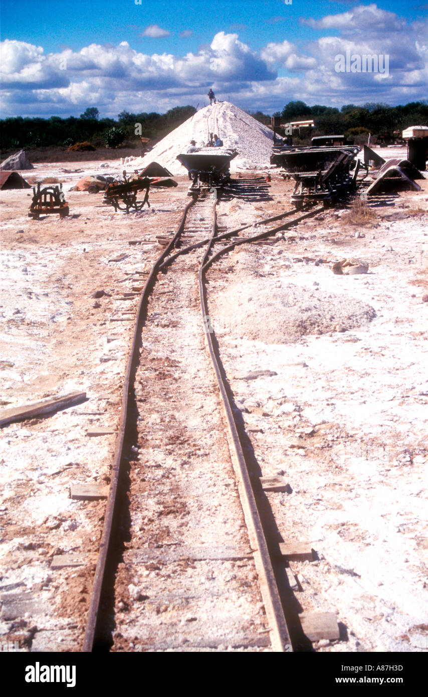 Chemin de fer et un train à l'exploitation du sel Banque D'Images