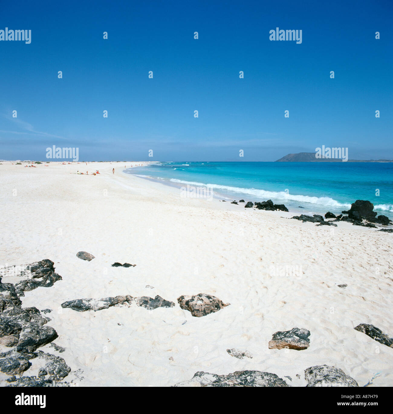 Plage, dans le parc naturel de Corralejo, Fuerteventura, Îles Canaries, Espagne Banque D'Images