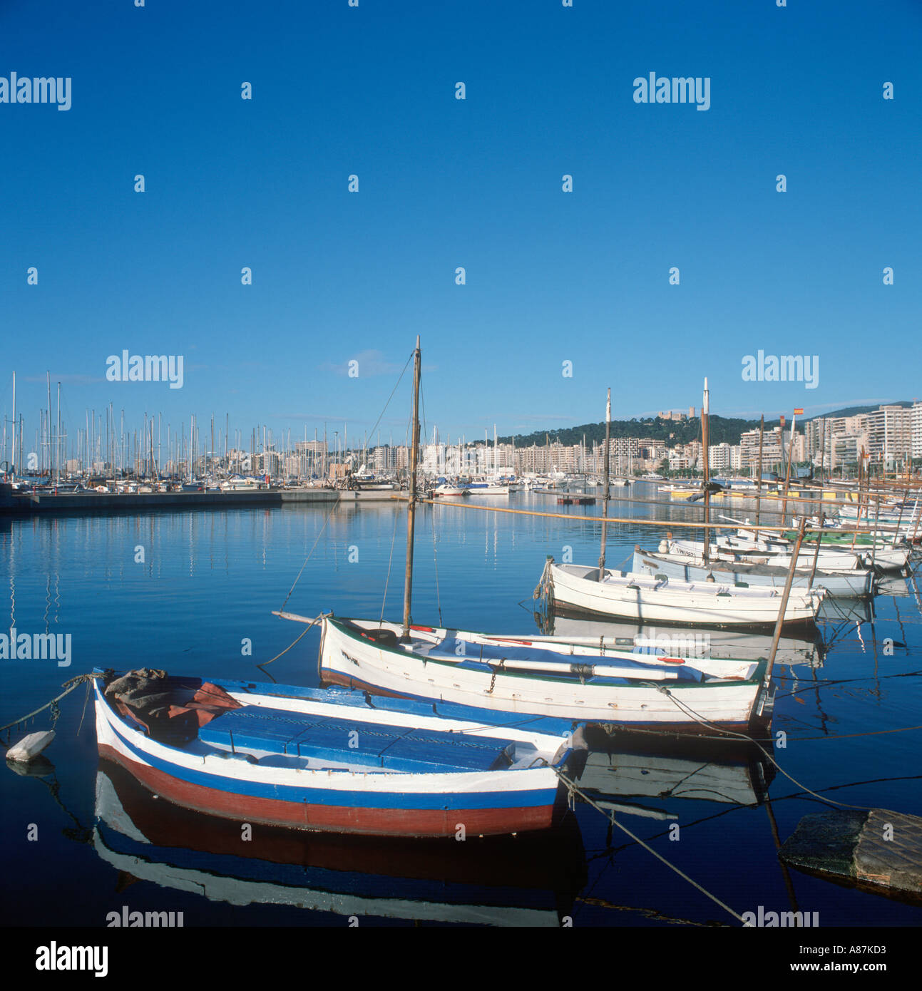 Vieux Port, près de la Cathédrale, Palma, Majorque, Espagne prise en 1995 Banque D'Images