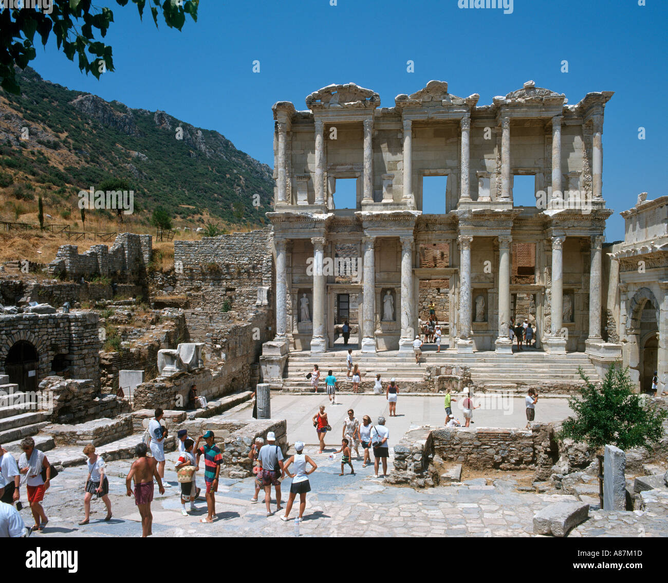 Bibliothèque de Celsus, Ephèse, Turquie Banque D'Images
