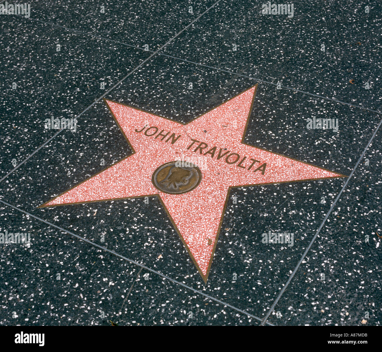 John Travolta étoile sur le Hollywood Walk of Fame, Los Angeles, Californie, USA Banque D'Images