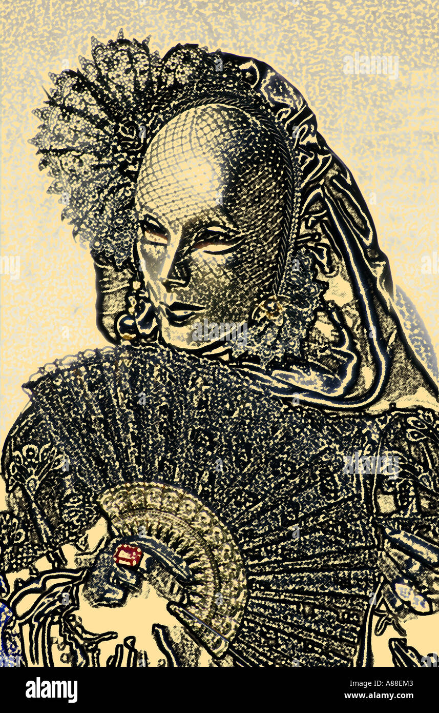 Caractère mascarade à Venise, Italie - crayon libre de black widow Banque D'Images