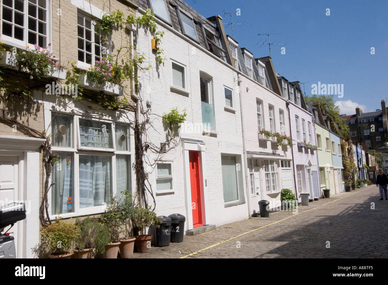 Maisons mitoyennes dans Leinster Mews mews Bayswater City of Westminster London UK Banque D'Images