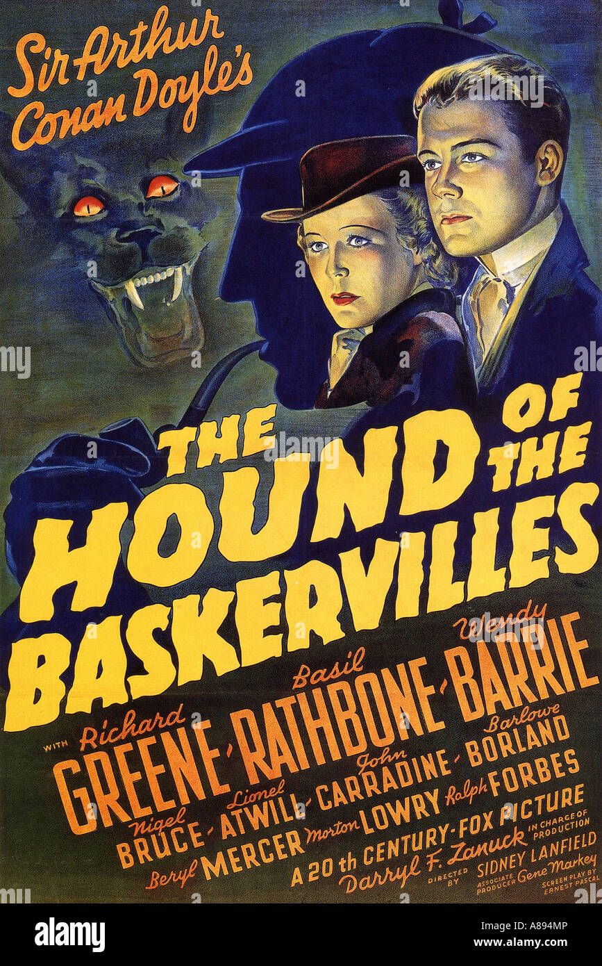 HOUND OF THE BASKERVILLES affiche de 1939 TCF film avec Basil Rathbone et Nigel Bruce Banque D'Images