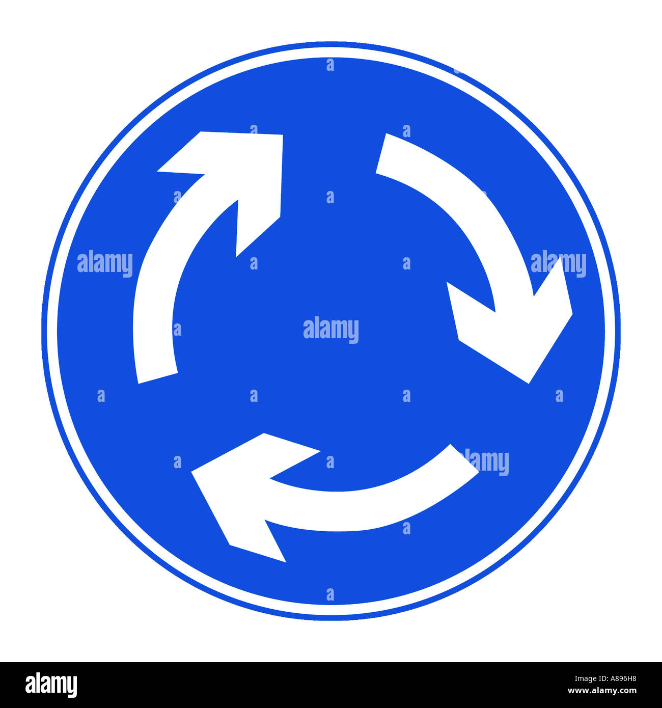 Rond-point road sign on white background Banque D'Images