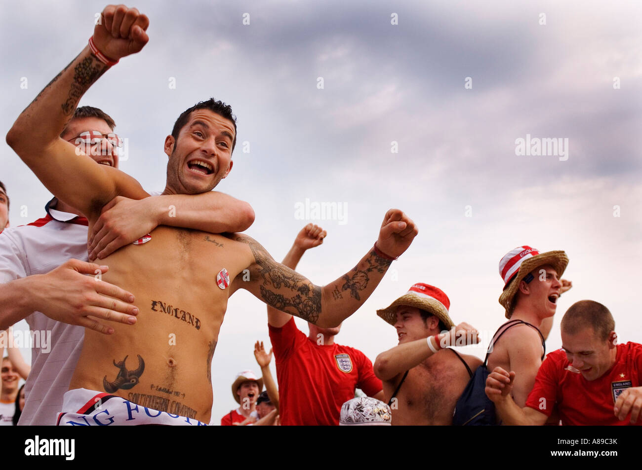 Les fans de foot anglais Banque D'Images