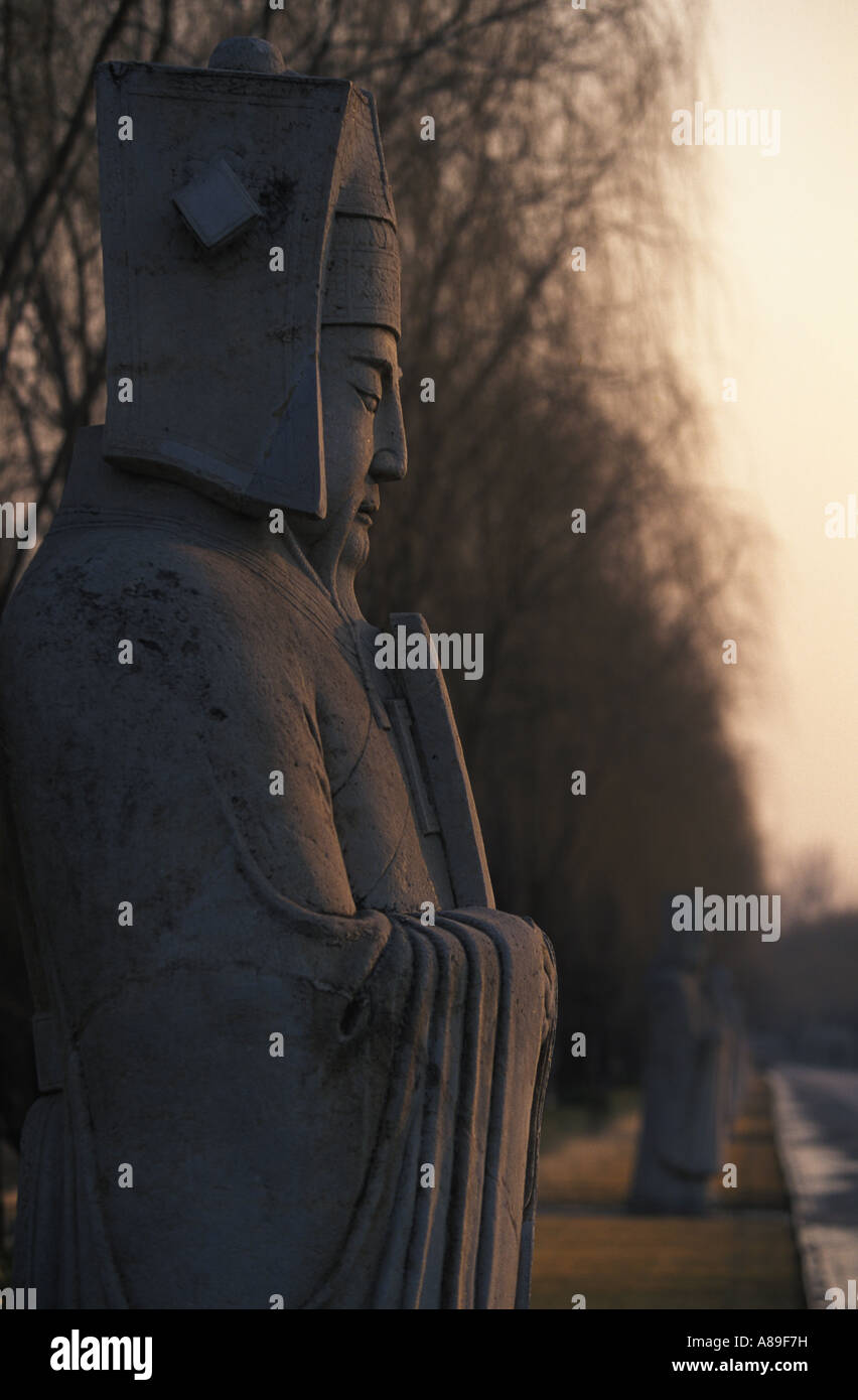 La sculpture à l'tombes Ming dans le nord de Beijing, Chine Banque D'Images