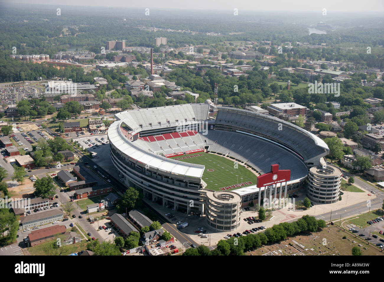 Tuscaloosa Alabama, Université de l'Alabama Bryant Denny football Stadium, campus, vue aérienne depuis le dessus, vue, visite touristique Banque D'Images