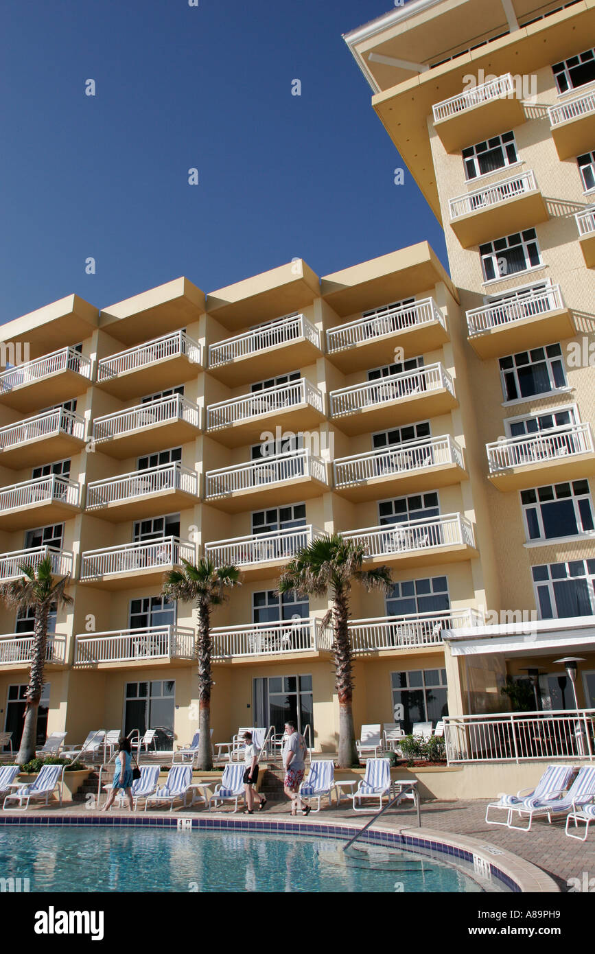 Florida Volusia County, Daytona Beach Shores, The Shores Resort and Spa, piscine, balcons, hôtels d'hôtel hôtels motels inn motel, bâtiment, visiteurs Banque D'Images