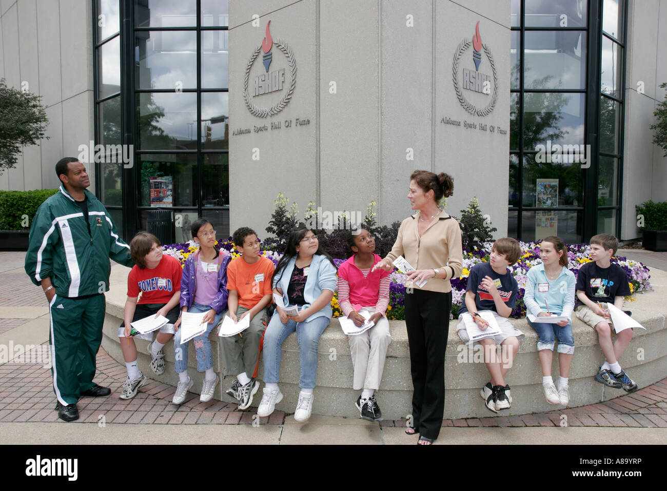 Birmingham Alabama, Alabama Sports Hall of Fame, plongeur de la médaille d'or olympique Jennifer Chandler, étudiants éducation élèves élèves élèves, entrée, avant, visite Banque D'Images