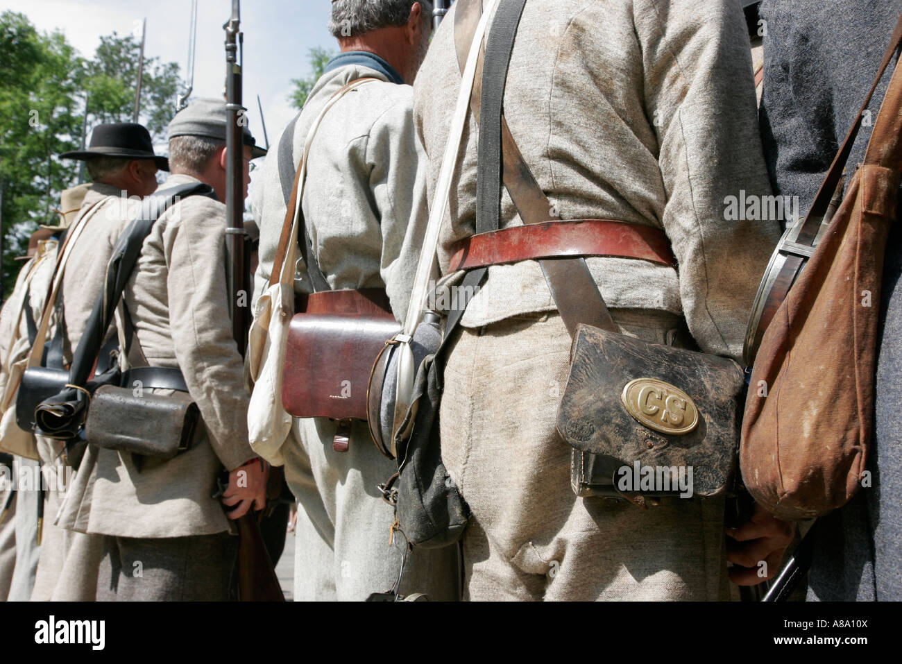 Alabama Marbury, Confederate Memorial Park, Guerre civile, réacteur, réédicter, jeu de rôle, acte, costume, militaire, soldat, uniforme, les visiteurs se rendent à l'hôtel Banque D'Images