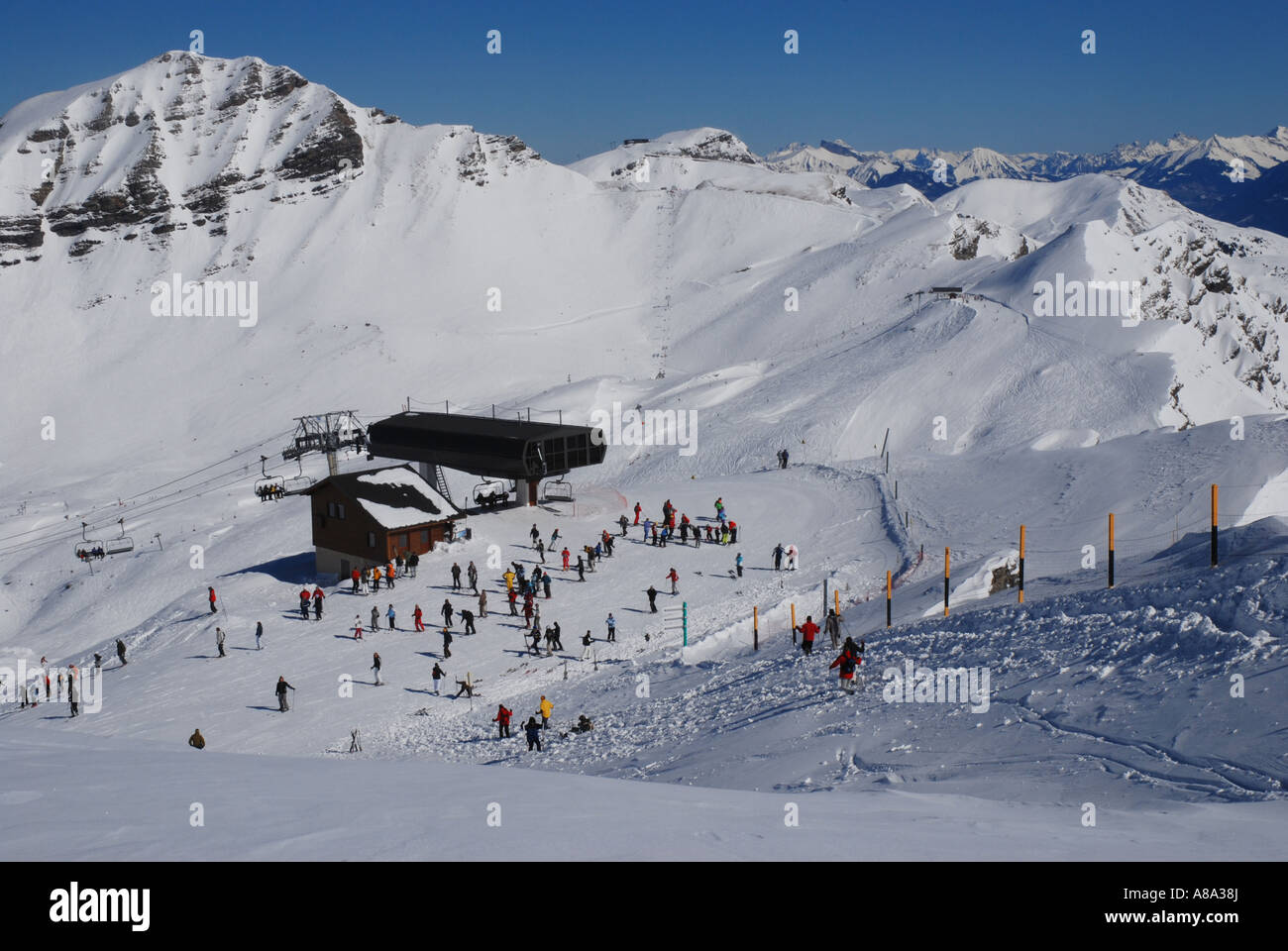 Port de ski du Soleil Avoriaz Savoie Alpes France Banque D'Images