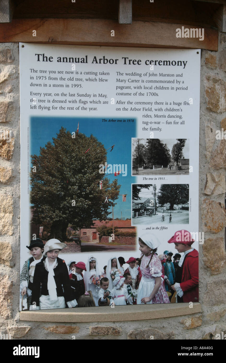 Panneau d'information sur l'arbre de l'arbre de Aston sur l'Oisans, Shropshire Banque D'Images