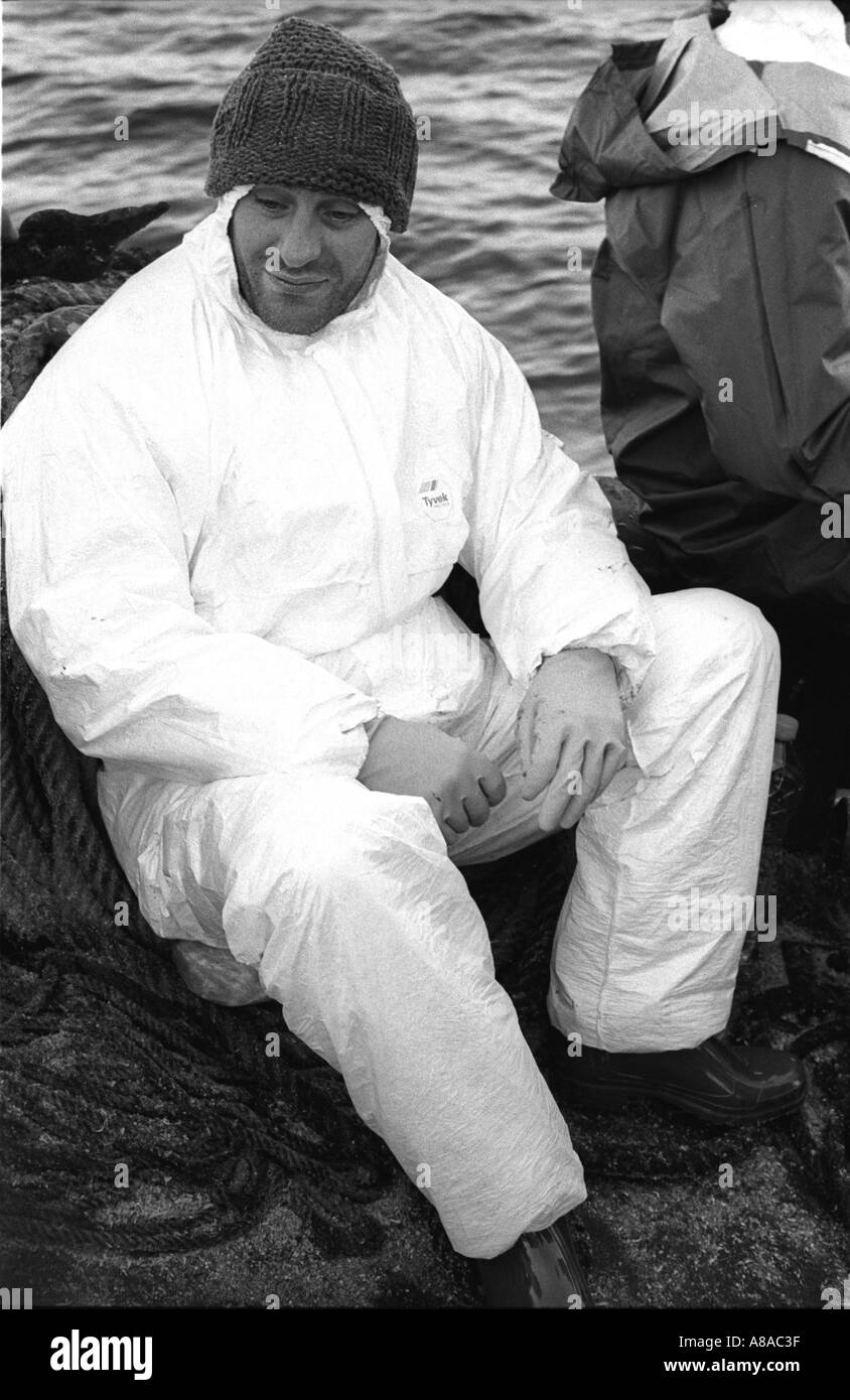 PRESTIGE pêcheur de l'emplacement des vêtements de Ria de Vigo Galice Espagne Europe Banque D'Images