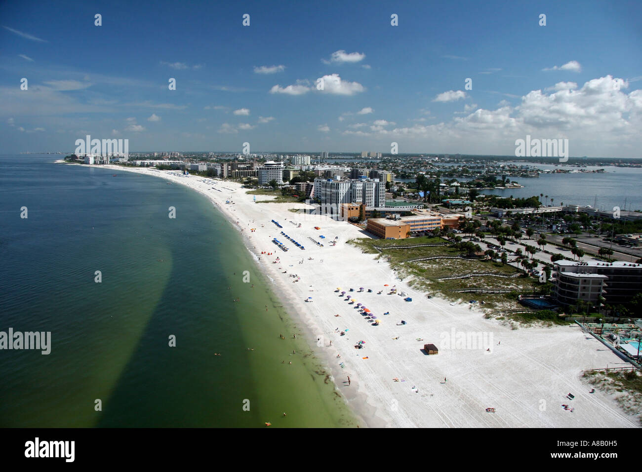 Vue aérienne de l'île au trésor, Plage, Saint Petersburg, Floride Banque D'Images