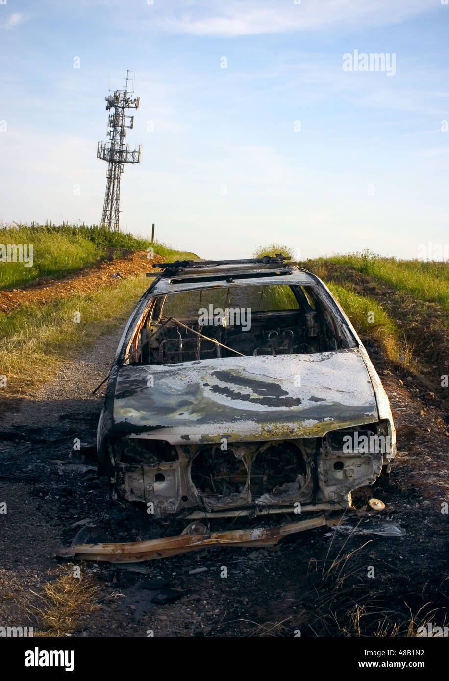 Voiture faisant l'abandonné dans beauty spot Banque D'Images
