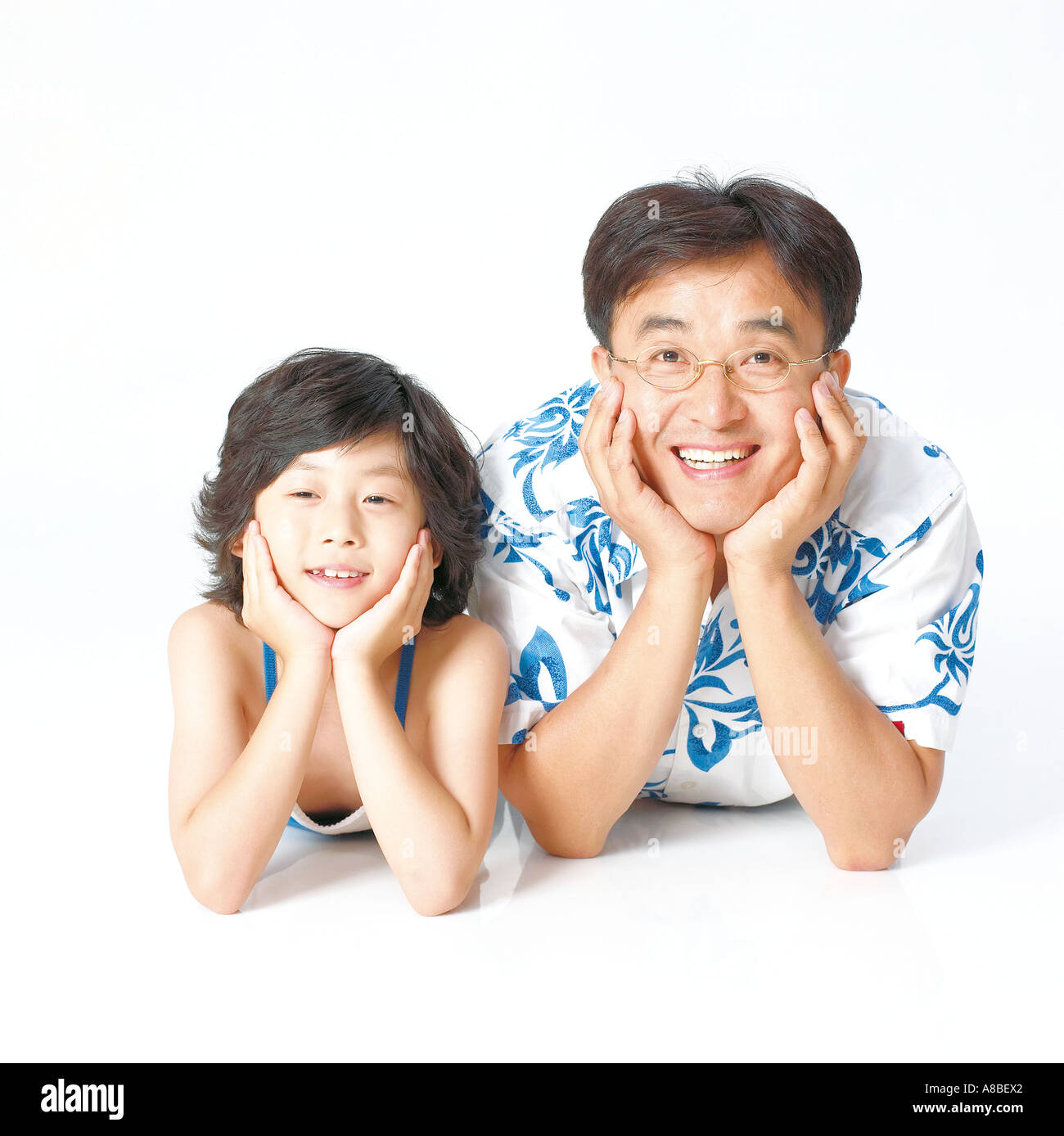 Père et fils coréen Banque D'Images