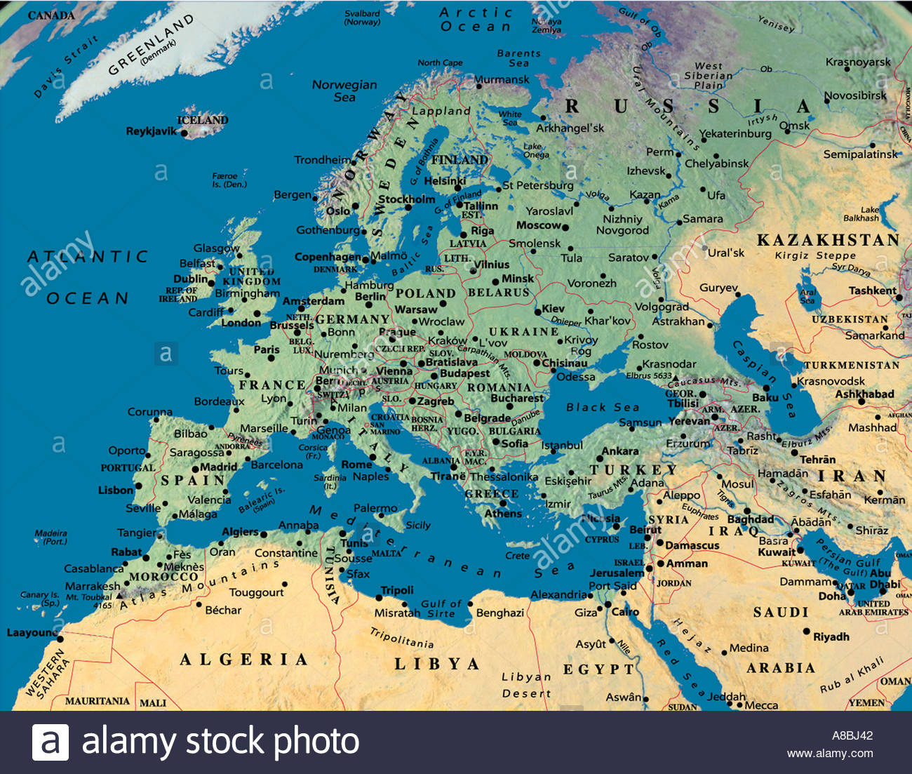 Cartes Carte Europe Amérique Du Nord Afrique Moyen Orient