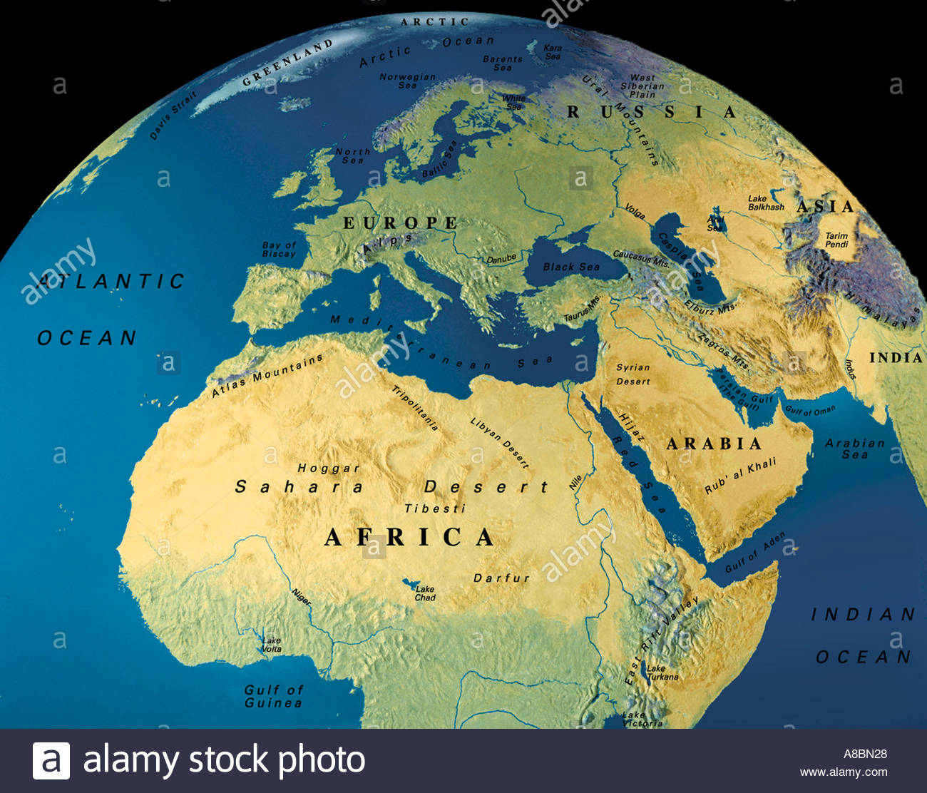 Globe Carte Afrique Moyen Orient Europe Banque Dimages