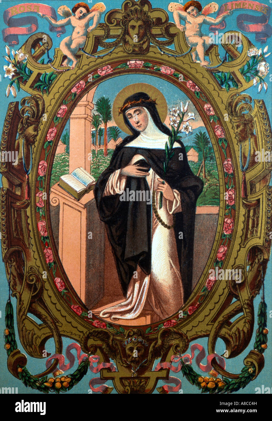 Sainte Rosa (Rose de Lima) membre du troisième ordre de Saint Dominique patron Saint d'Amérique du Sud Banque D'Images